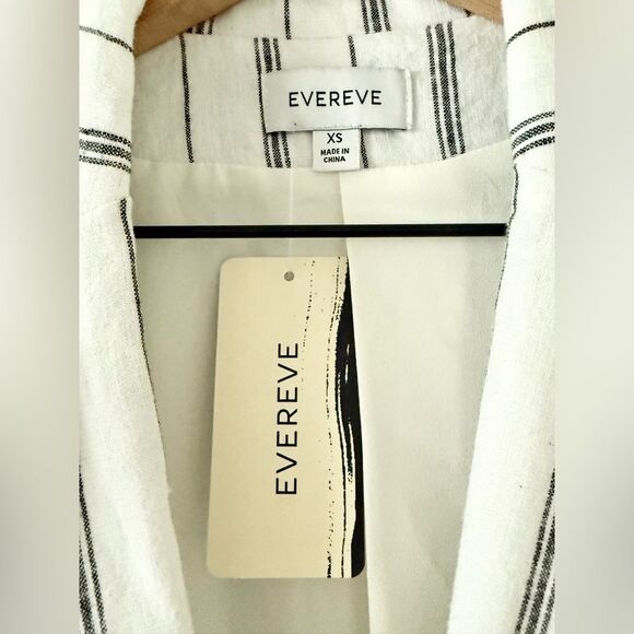 NWT Evereve Kinley Stripe Linen Blend Blazer in White and Black Stripe - Size XS - Picture 7 of 9